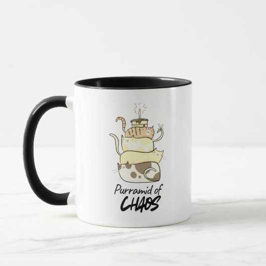 Mug Purramide du Chaos Dessin de Chat Drôle Pun (Gauche)