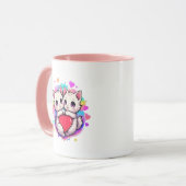 Mug Purrfect Love : Kawaii Couple Chats avec Coeur (Devant gauche)