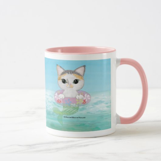 Mug Purrmaid mignon avec un anneau de natation (Droite)