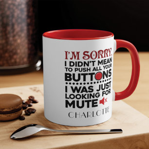 Mug Push Your Buttons Maman Anniversaire Gag Personnal