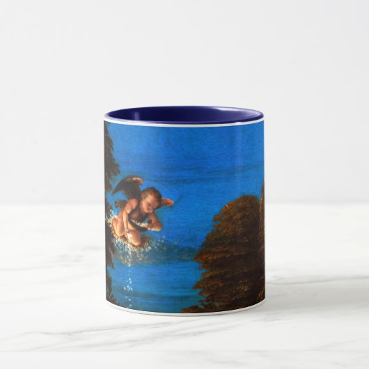 Mug Putto In Blue Sky déverse une cascade de fleurs bl (Centre)