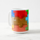 Mug Puzzle 3D Multicolore sensibilisation sur l'autism (Devant gauche)