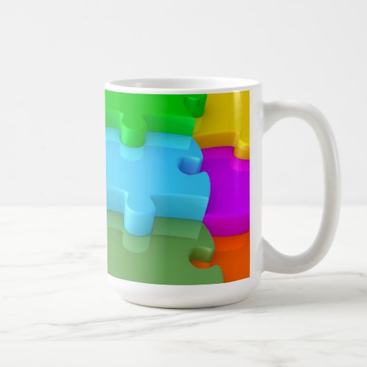 Mug Puzzle 3D Multicolore sensibilisation sur l'autism (Droite)