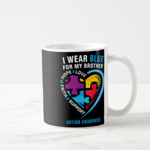 Mug Puzzle Coeur Je Porte Bleu Pour Mon Frère Autisme