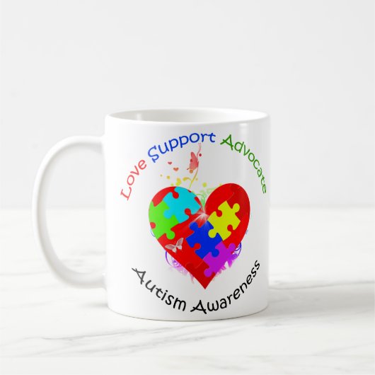 Mug Puzzle de l'autisme sur le coeur (Gauche)