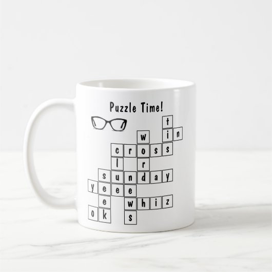 Mug Puzzle de mots croisés personnalisés noir et blanc (Gauche)