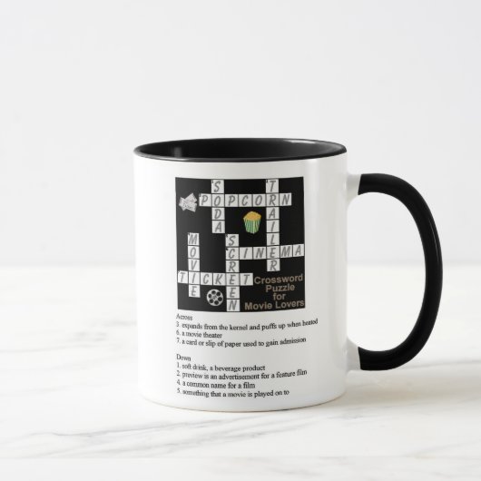 Mug Puzzle de mots croisés pour les amateurs de cinéma (Droite)