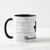 Mug Puzzle pièces amusant whimsical noir et blanc (Gauche)