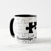 Mug Puzzle pièces amusant whimsical noir et blanc (Devant gauche)