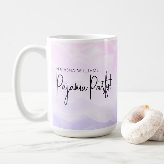 Mug Pyjama Party Rose Pastel Violet Moderne (Avec donut)