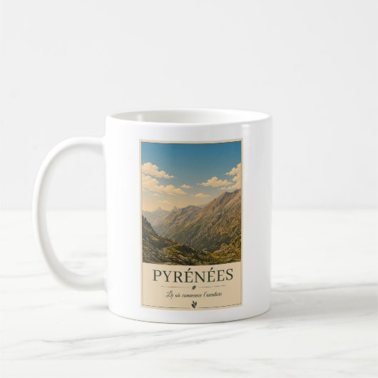Mug Pyrénées France – Mountains Illustrated Poster (Gauche)