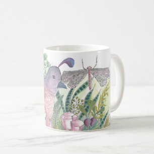 Mug Quail assis dans les cristaux