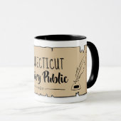 Mug Qualité de la plume du noeud public du Connecticut (Devant droit)