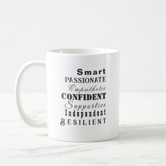 Mug Qualités des grandes femmes, Inspirationnelle, Élé (Gauche)