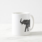 Mug Qualités d'un nuage de mots d'éléphant (Devant droit)