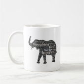 Mug Qualités d'un nuage de mots d'éléphant (Gauche)