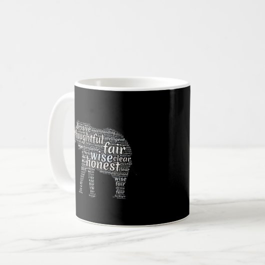 Mug Qualités d'un nuage de mots d'éléphant (Devant gauche)