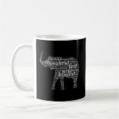 Mug Qualités d'un nuage de mots d'éléphant (Gauche)