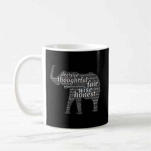Mug Qualités d'un nuage de mots d'éléphant (Gauche)