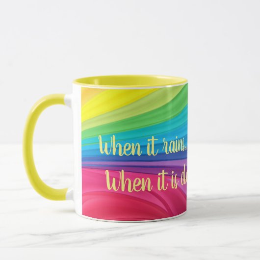 Mug Quand Il Pleut Chercher Rainbows Ajouter Un Nom Ca (Gauche)