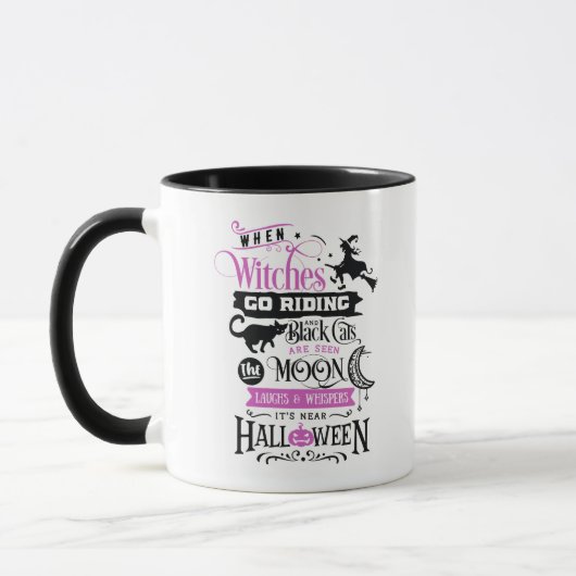 Mug Quand sorcières vont équitation Chat noir Lune Hal (Gauche)
