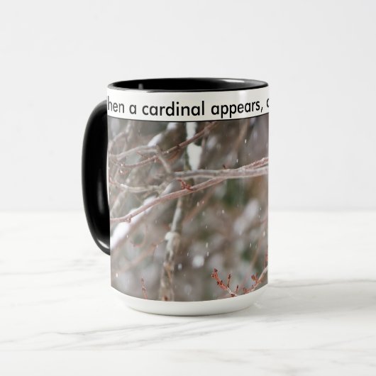 Mug Quand un cardinal apparaît, aimé est près (Devant gauche)