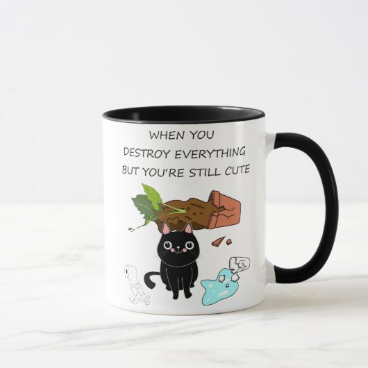 Mug Quand Vous Détruisez, Chat Noir Drôle, Chat Noir M (Droite)
