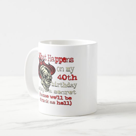 Mug quarantième Cadeaux d'anniversaire (Devant gauche)