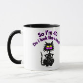 Mug quarantième Chat d'anniversaire (Gauche)