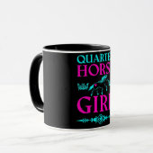 Mug Quart Horse Girl en Aqua et Rose (Devant gauche)