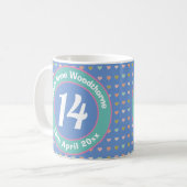 Mug quatorze Ans. Anniversaire. (Devant gauche)