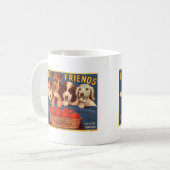 Mug Quatre chiens vintages d'étiquette de caisse de (Devant gauche)
