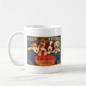 Mug Quatre chiens vintages d'étiquette de caisse de (Gauche)