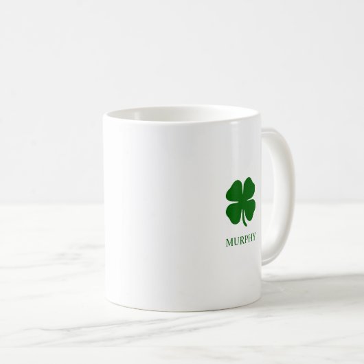 Mug Quatre feuilles Clover Emerald Green Lucky Custom  (Devant droit)