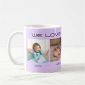 Mug Quatre photos éditable texte personnalisé lilas (Gauche)