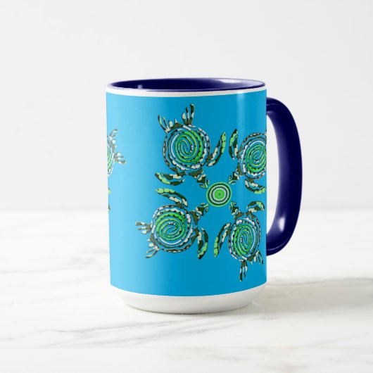 Mug Quatre Tortues Vertes Dot Art, (Devant droit)