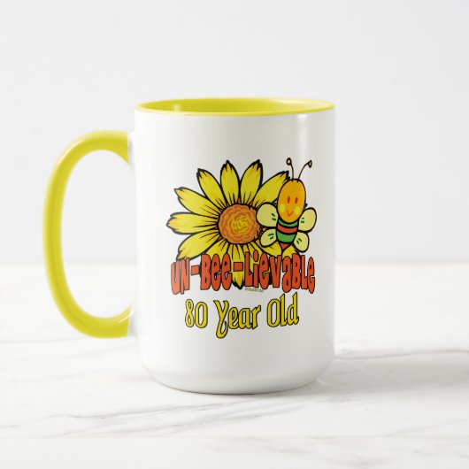 Mug quatre-vingtième anniversaire - incroyable à 80 (Gauche)