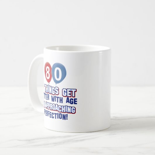 Mug quatre-vingtième conceptions d'anniversaire (Devant gauche)