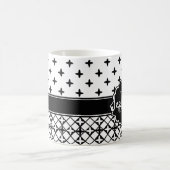 Mug Quatrefoil blanc noir décoré d'un monogramme (Centre)