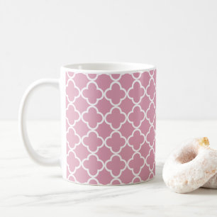 Mug Quatrefoil blanc rose
