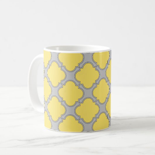 Mug Quatrefoil jaune et gris (Devant gauche)