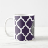 Mug Quatrefoil violet et gris monogramme (Gauche)