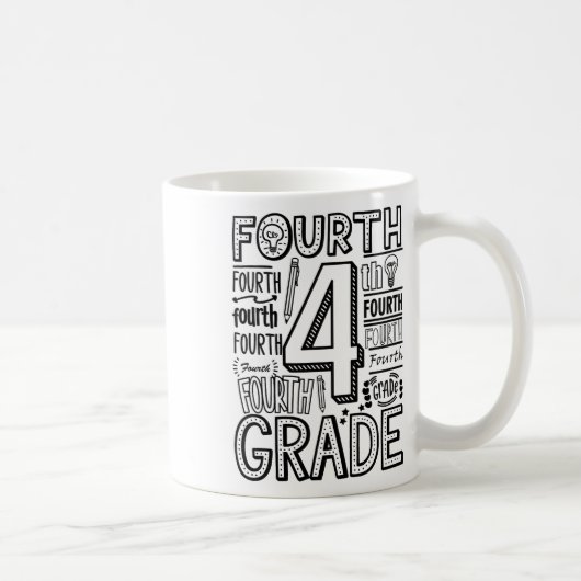 Mug Quatrième typographie de 4e année retour à l'école (Droite)