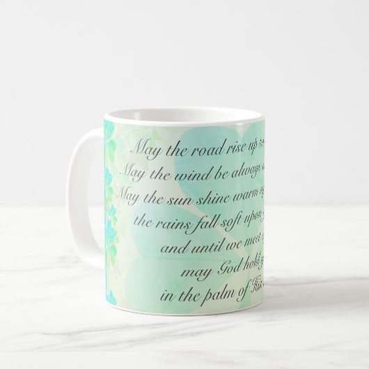 Mug "Que la route monte..." Shamrocks de bénédiction i (Devant gauche)