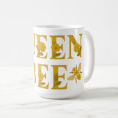 Mug Queen Bee Gold Royal Couronne Floral Honey Bee (Devant droit)