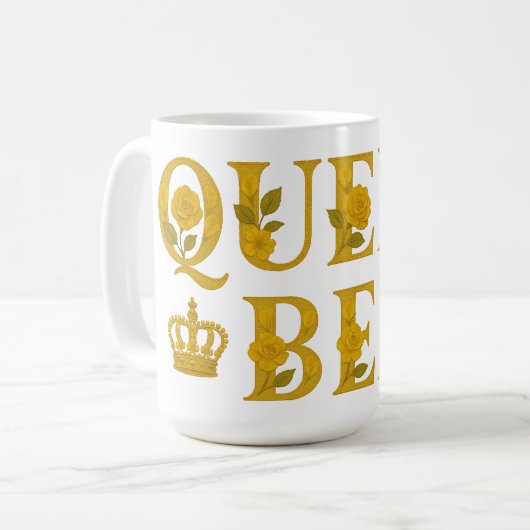 Mug Queen Bee Gold Royal Couronne Floral Honey Bee (Devant gauche)