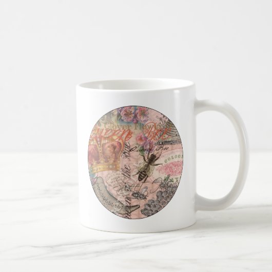 Mug Queen Bee Vintage magnifique collage (Droite)