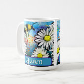 Mug Queen Bee Whimsical Bumblebee Daisies Personalized (Devant gauche)