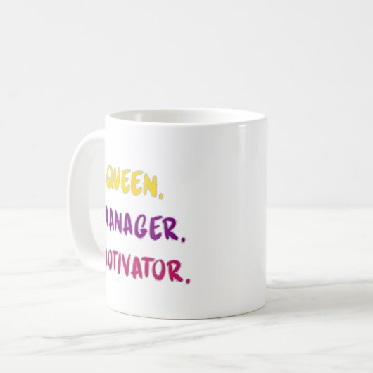 Mug Queen Manager Motivator Brush Script Typography (Devant gauche)