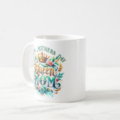 Mug Queen Mom Floral Typographie rétro (Devant gauche)
